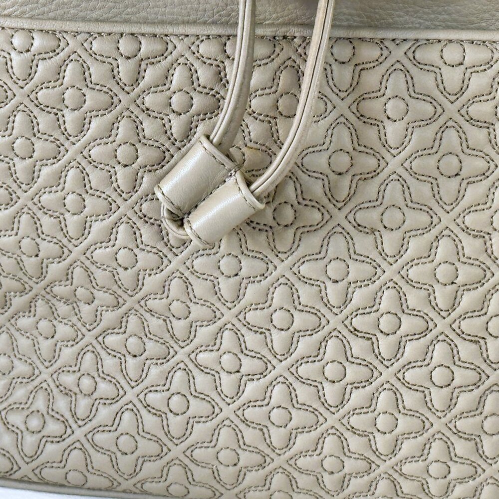 Tory Burch BRYANT Quilted Back Pack Gray Lightly Pebbled Leather Great Cond - Picture 3 of 13